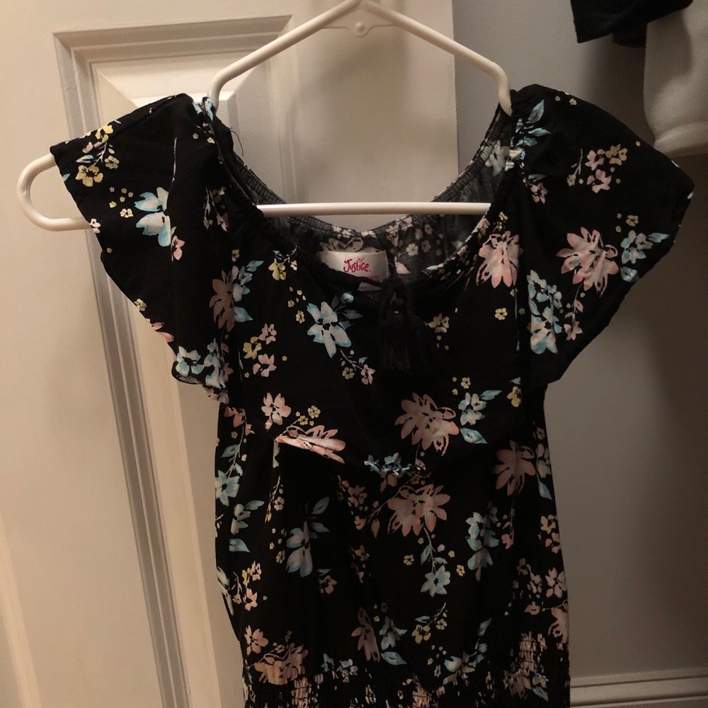 Black floral romper.